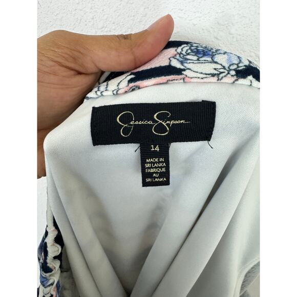 Jessica Simpson Floral Striped Short Sleeve Dress Size 14 - Picture 2 of 5